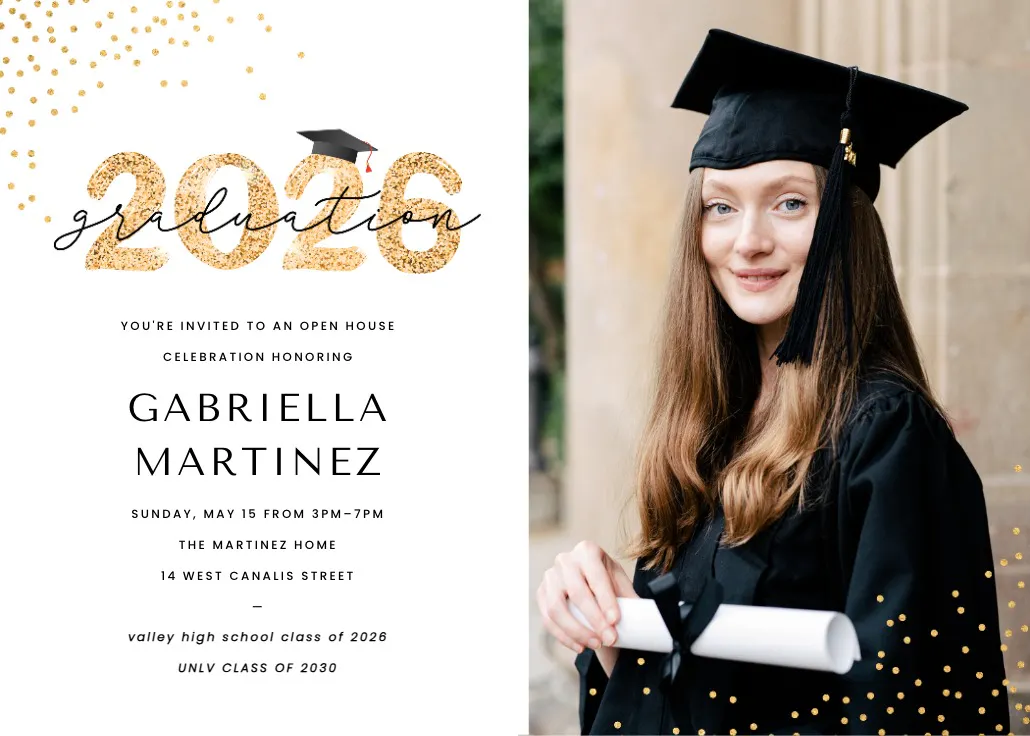 By the numbers and glitters - mezuniyet partisi davetiyesi